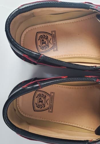 Phat Classic Mens Boat Shoes Black Red Leather Moc Toe Lace Up Casual Size 10 - Thumbnail 9