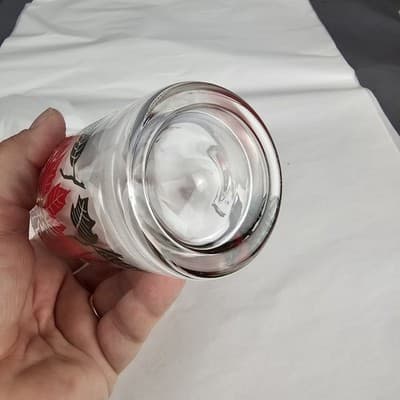 Vintage Boscul Peanut Butter 5" Glass Poinsetta Red Flowers - Thumbnail 5