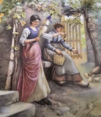Austria Count Thun Painting Porcelain Cabinet Wall Plate Young Women - Thumbnail 2