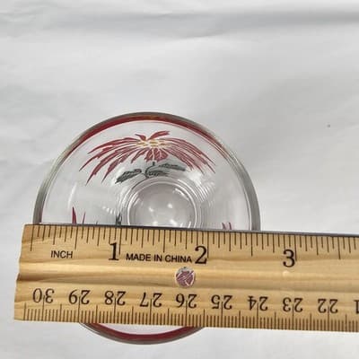 Vintage Boscul Peanut Butter 5" Glass Poinsetta Red Flowers - Thumbnail 9