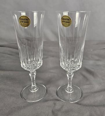 2 Cristal D'Arques-Durand Versailles Champagne glass Wedding toasting flutes - Thumbnail 2