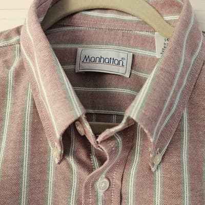 Manhattan Dress Shirt Men’s Size 16.5 32/33 Long Sleeve Pocket Classic Business - Thumbnail 4