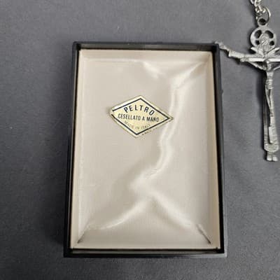 Antique Catholic Heri Hodie Semper Alpha Omega Crucifixion Cross Pendant Jesus - Thumbnail 4