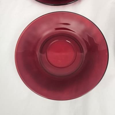 Vintage Royal Ruby Red Anchor Hocking Teacups and Saucers Set of 4 Excellent - Thumbnail 8