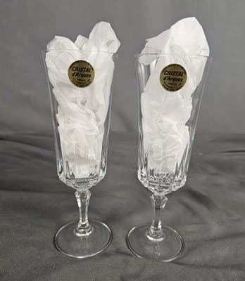 2 Cristal D'Arques-Durand Versailles Champagne glass Wedding toasting flutes - Thumbnail 3