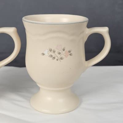 Pfaltzgraff Remembrance Footed Coffee Mugs Vintage Set of 2 - Thumbnail 2