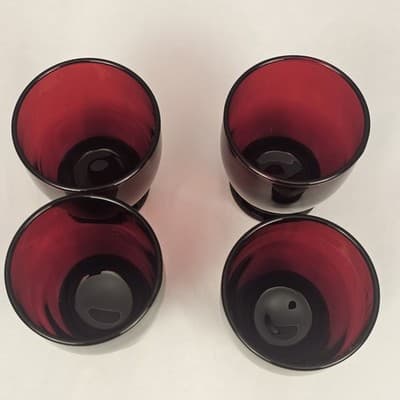 4 Anchor Hocking Royal Ruby (Red) Glass 2 5/8" Footed 4oz Shot Glass Tumbler - Thumbnail 2