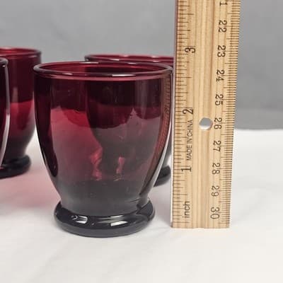 4 Anchor Hocking Royal Ruby (Red) Glass 2 5/8" Footed 4oz Shot Glass Tumbler - Thumbnail 5