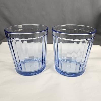 Optica Blue by Pasabahce 12oz Old Fashion 4" Glasses Set of 2 Vintage Glow - Thumbnail 3