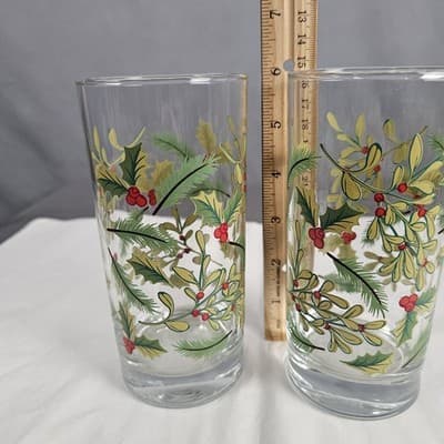 Vintage Royal Norfolk Holly Berry Christmas Holiday Drinking Glasses set of 2 - Thumbnail 5