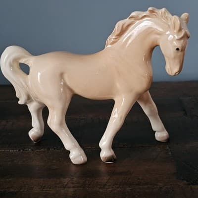 Vintage Lefton Japan Horse & Foal Figurines Cream Palomino Porcelain Pair - Thumbnail 8