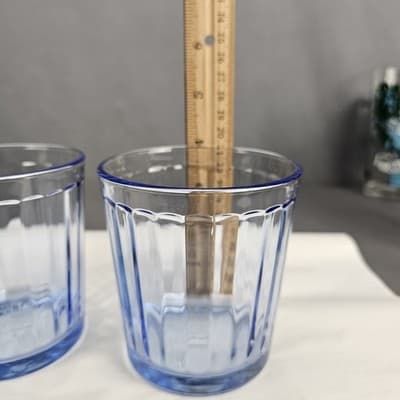 Optica Blue by Pasabahce 12oz Old Fashion 4" Glasses Set of 2 Vintage Glow - Thumbnail 8