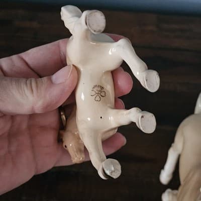 Vintage Lefton Japan Horse & Foal Figurines Cream Palomino Porcelain Pair - Thumbnail 13