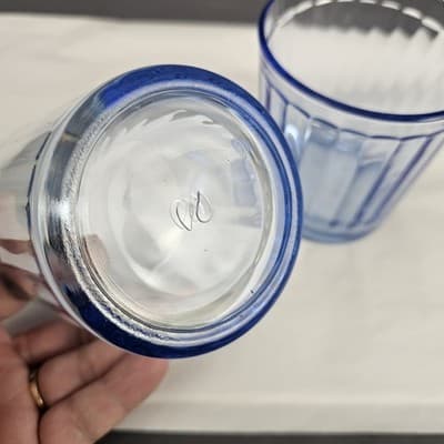 Optica Blue by Pasabahce 12oz Old Fashion 4" Glasses Set of 2 Vintage Glow - Thumbnail 7