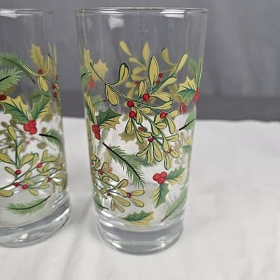 Vintage Royal Norfolk Holly Berry Christmas Holiday Drinking Glasses set of 2 - Thumbnail 3