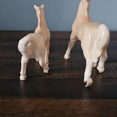 Vintage Lefton Japan Horse & Foal Figurines Cream Palomino Porcelain Pair - Thumbnail 9