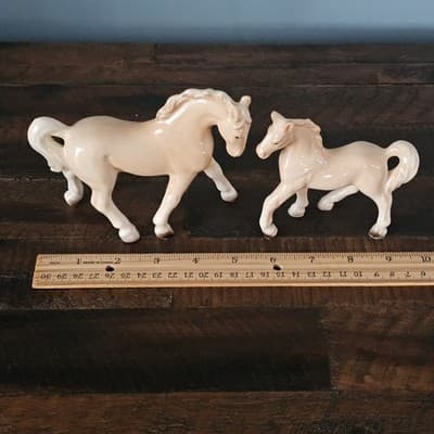 Vintage Lefton Japan Horse & Foal Figurines Cream Palomino Porcelain Pair - Thumbnail 16