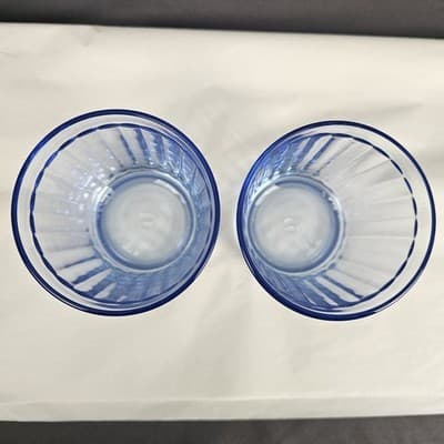 Optica Blue by Pasabahce 12oz Old Fashion 4" Glasses Set of 2 Vintage Glow - Thumbnail 6