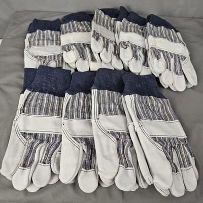 Leather Palm Work Gloves KnitWrist Glove Cuff Size L Large 9 Pairs - Thumbnail 8