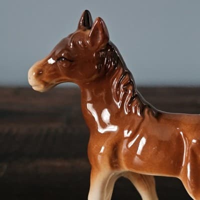 Vtg PICO Japan Hand Painted Ceramic Horse Figurine Brown Pony w Base Mid Century - Thumbnail 3