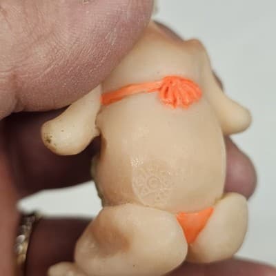 Granny Old Lady Bikini Knitting Figurine Small Sitting on Edge Plastic Free Ship - Thumbnail 5