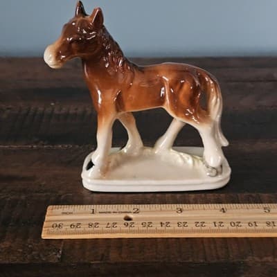 Vtg PICO Japan Hand Painted Ceramic Horse Figurine Brown Pony w Base Mid Century - Thumbnail 9