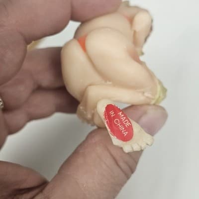 Granny Old Lady Bikini Knitting Figurine Small Sitting on Edge Plastic Free Ship - Thumbnail 8