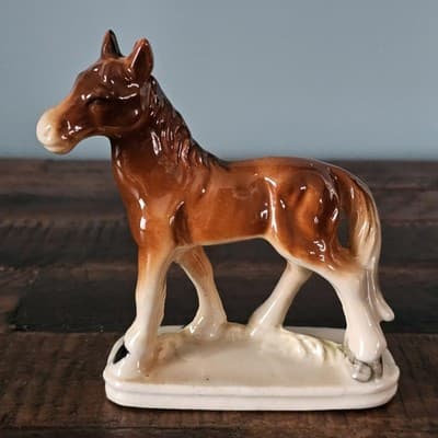 Vtg PICO Japan Hand Painted Ceramic Horse Figurine Brown Pony w Base Mid Century - Thumbnail 2