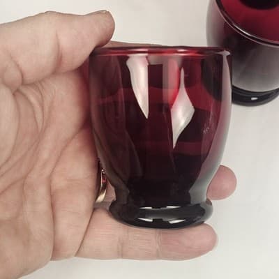 4 Anchor Hocking Royal Ruby (Red) Glass 2 5/8" Footed 4oz Shot Glass Tumbler - Thumbnail 3