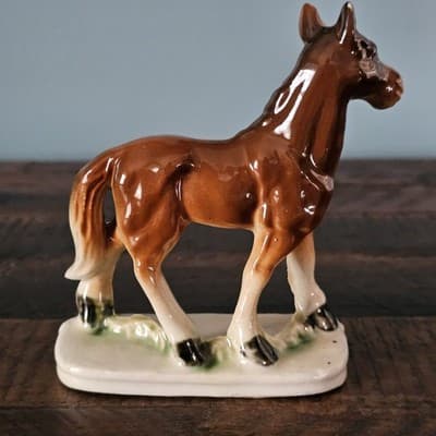 Vtg PICO Japan Hand Painted Ceramic Horse Figurine Brown Pony w Base Mid Century - Thumbnail 4