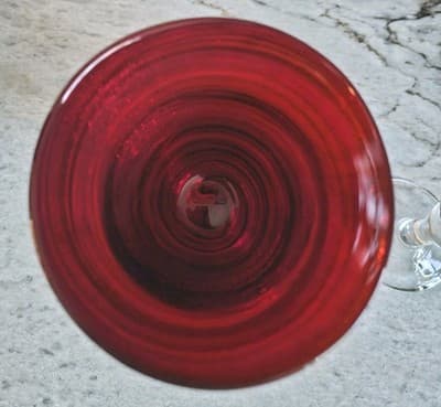 Red Twist Sunset- Set of 2 Water Goblet 8" 8 oz Blown Glass Wine Glasses Mod - Thumbnail 4
