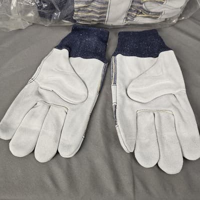 Leather Palm Work Gloves KnitWrist Glove Cuff Size L Large 9 Pairs - Thumbnail 3