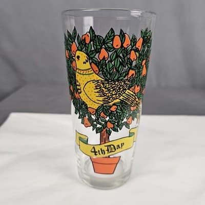 Vintage 12 Days Of Christmas Glasse 1st Day - 4th Day Brockway 12 oz 6.25" Tall - Thumbnail 14