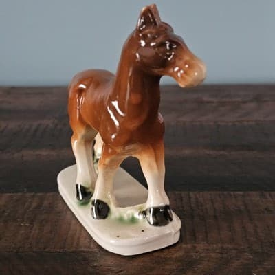 Vtg PICO Japan Hand Painted Ceramic Horse Figurine Brown Pony w Base Mid Century - Thumbnail 5