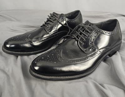 Stacy Adams Shoes Men's Size 10.5 M Black Patent Leather Oxford Lace Up - Thumbnail 2