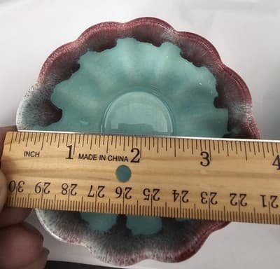 Allens of California Drip Glaze 2 Small Bowls Light Teal W Purple MCM Vtg - Thumbnail 7