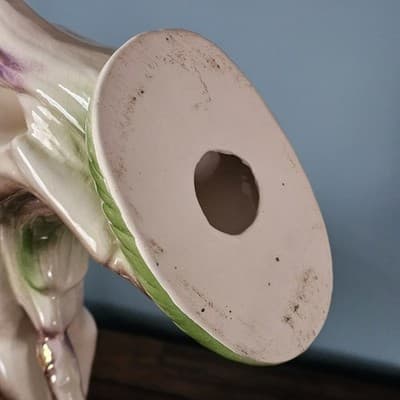Large Vtg Japan Rearing Horse Figurine Pink Lavendar Gold Trim 11" Mid Century - Thumbnail 6