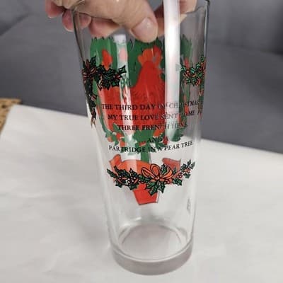 Vintage 12 Days Of Christmas Glasse 1st Day - 4th Day Brockway 12 oz 6.25" Tall - Thumbnail 13