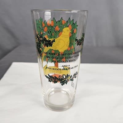 Vintage 12 Days Of Christmas Glasse 1st Day - 4th Day Brockway 12 oz 6.25" Tall - Thumbnail 15