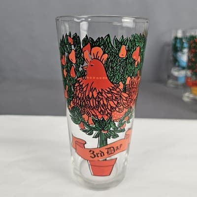 Vintage 12 Days Of Christmas Glasse 1st Day - 4th Day Brockway 12 oz 6.25" Tall - Thumbnail 12
