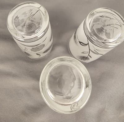 Vintage Libbey Frosted Juice Glasses Silver Wheat Mid Century 4" Set of 3 - Thumbnail 4