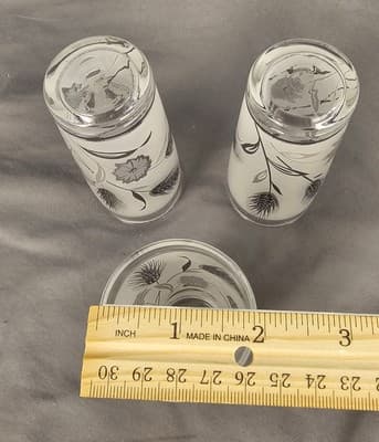 Vintage Libbey Frosted Juice Glasses Silver Wheat Mid Century 4" Set of 3 - Thumbnail 6