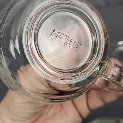 Vintage Nescafe World Globe Etched Glass Coffee Mugs 4 Pc Set Nestle, 3 dif. Run - Thumbnail 7