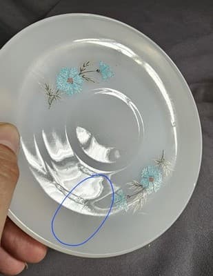 Vtg Anchor Hocking Fire King Milk Glass Cup Saucer Bonnie Blue Flowers - Thumbnail 12