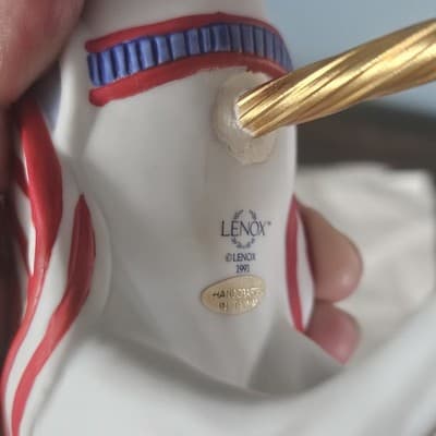 Lenox 1991 Carousel Horse Red White & Blue Gold Trim Wood Base Patriotic - Thumbnail 6
