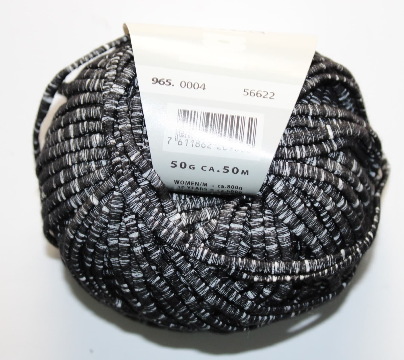Lang Yarns Arien 100% Cotton 965.0004 Black White Mix 50gr 50m - Thumbnail 2