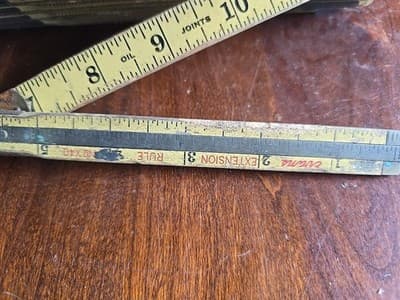 Vintage Evans Extension Rule X40 Wood & Brass Folding Ruler 72" Long - Thumbnail 2