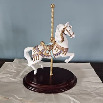 Franklin Mint Carousel Magic Porcelain Horse Figurine 1987 Lynn Lupetti Hand Pt - Thumbnail 2