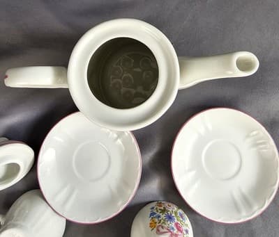 Small Tea Set Or Childs Tea Set Cups Saucers Floral Reutter Porzellan Germany - Thumbnail 6