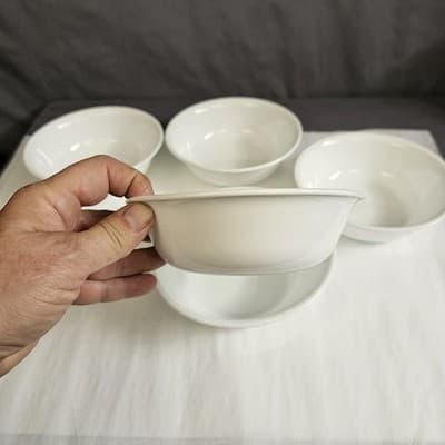 Vintage Corelle White Cereal Bowls 6 1/4 in Set of 5 Soup Salad - Thumbnail 2